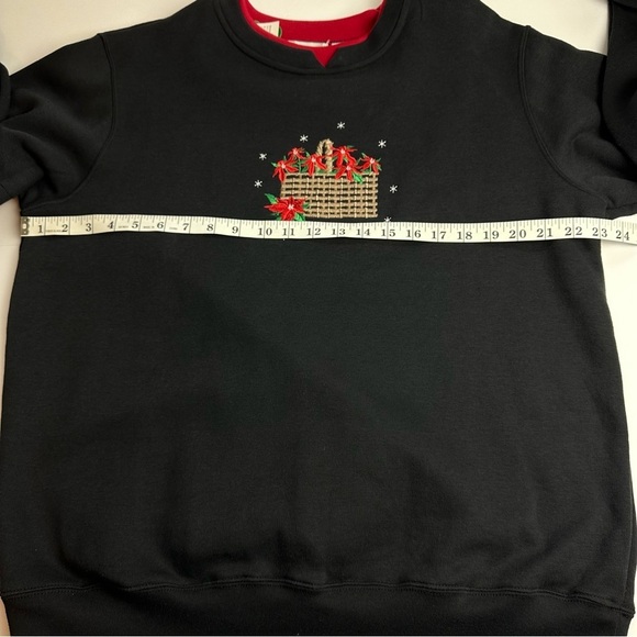 Vintage Grandma Sweater Poinsettia Basket Women's size XL New w/tags embroidered - Picture 6 of 9